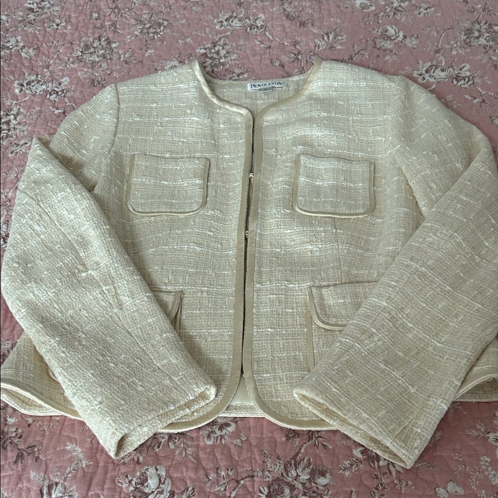 Pendleton Cream Collarless Blazer